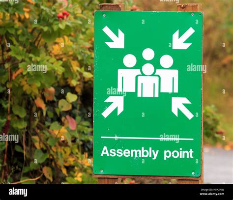 White Assembly Point Sign On Hi Res Stock Photography And Images Alamy