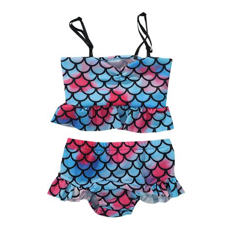 Baby Two Ruffles Girls Swimwear Summer Piece Swimsuit Outfits Bikini