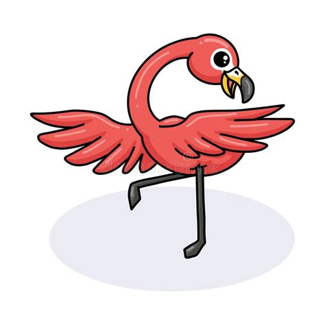 Cute Little Pink Flamingo Cartoon Stock Vector Illustration Of