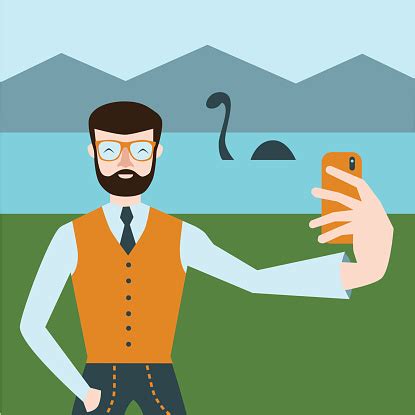 The loch ness monster, dubbed nessie, is said to have been plaguing the loch since the sixth century when st. Cartoonmann Die Selfie Mit Monster Von Loch Ness Stock ...