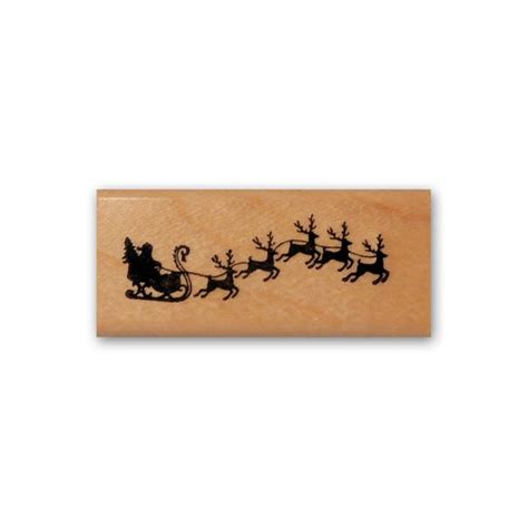 Santa Sleigh And Reindeer Mounted Rubber Stamp Christmas Etsy