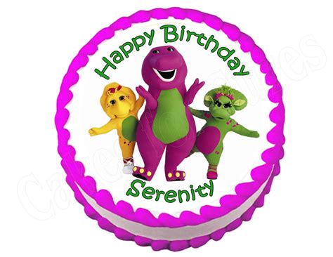 Barney Round Edible Cake Image Cake Topper Cakes For Cures