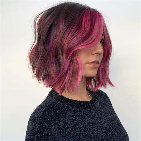 Pink Purple On Lob Hair Hair Color Pink Bright Hair Pink Hair Dye