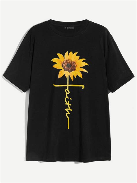 shein men sunflower print t shirt shirts print t shirt sunflower print