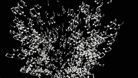Animated Exploding White 3d Music Notes 2 In 4k Transparent Background