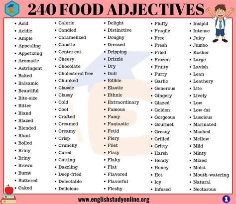 Where would someone use weave when describing food? 240 Food Adjectives - Adjectives to Describe Food in ...