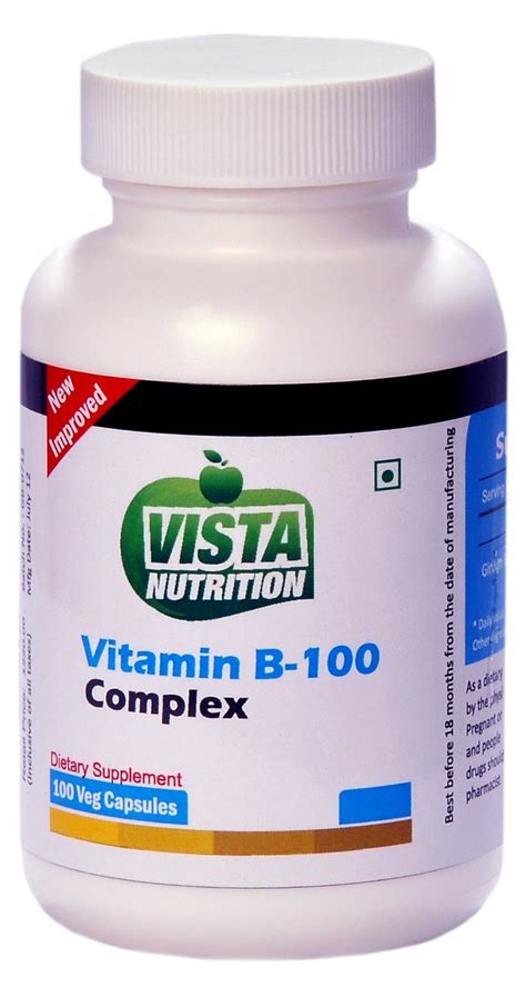 A complex dietary supplement such as this one is effective for treating and preventing a wide range of health conditions. Vista Nutritions Vitamin-B 100 Complex - 100 Capsules