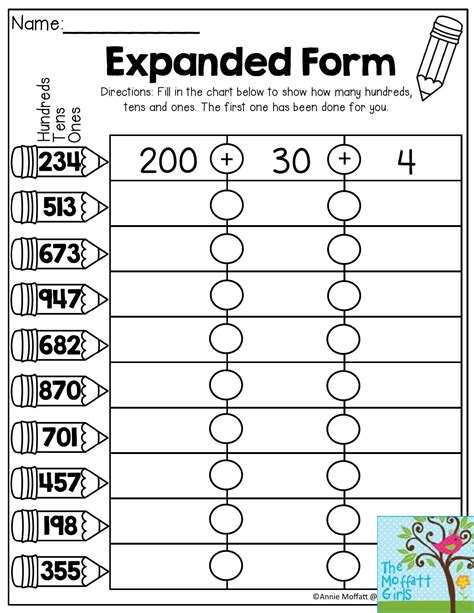 Expanded Form To Digits Numbers Worksheets