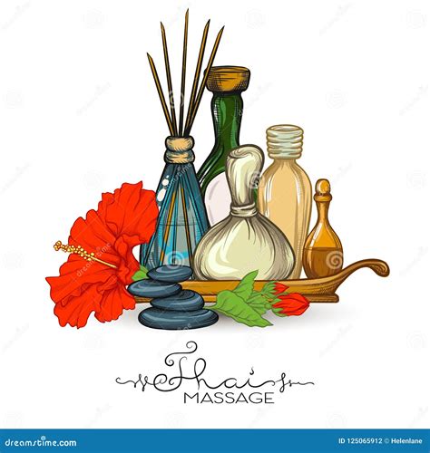 A Set Of Items For Thai Massage Stock Vector Illustration Stock Vector Illustration Of
