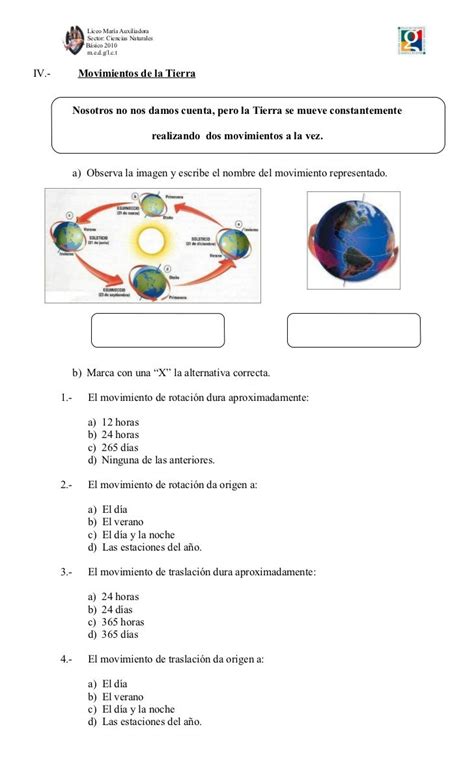 Resultado De Imagen Para Actividad Movimientos De La Tierra Quinto