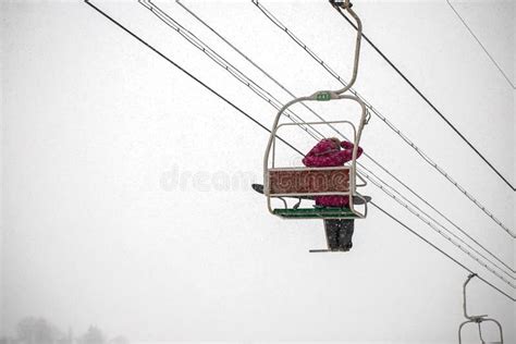 Man On Ski Lift At Ski Resort Cable Car Stock Image Image Of Maker Holiday 243689533