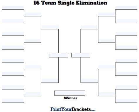 Fillable 16 Team Single Elimination Tournament Bracket Billiards