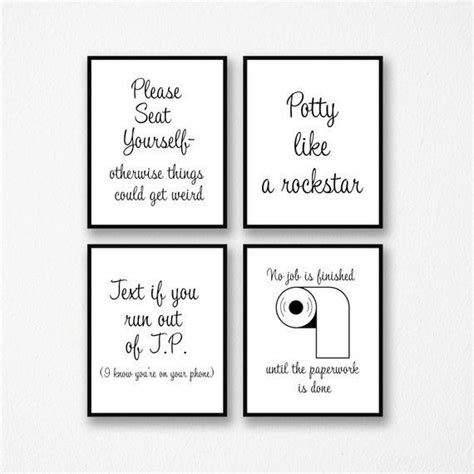 Funny Bathroom Signs Set Of Four X Instant Download Printables Files