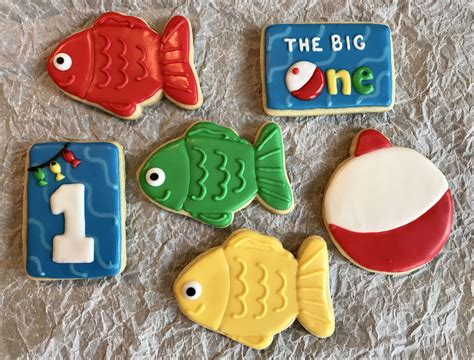 The Big One Fishing Birthday Decorated Cookies Fishing Themed