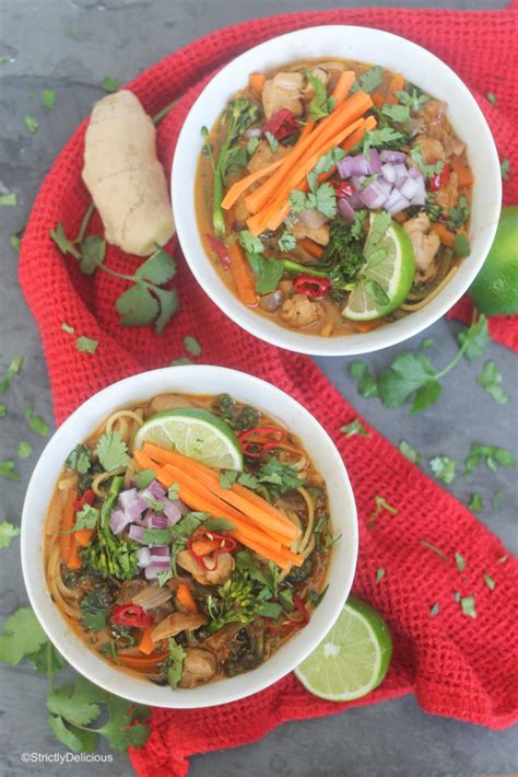 Thai Coconut Curry Chicken Noodle Soup Strictlydelicious