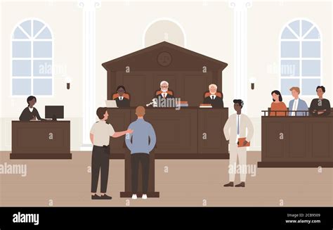 People In Court Vector Illustration Cartoon Flat Advocate Barrister