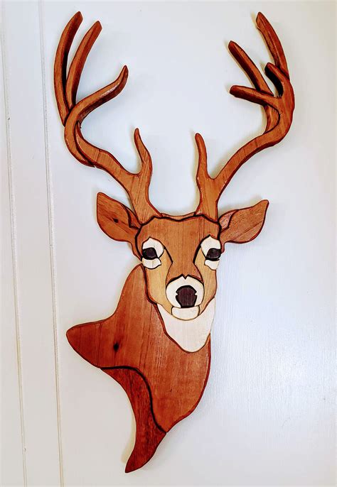 Buck Deer Intarsia Wood Art Etsy
