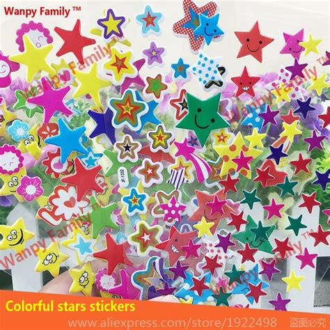 10 Pcsset Very Cute Stars Smile Wall Sticker Colourful Star Mini