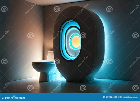 A Futuristic And Sleek Illustration Of A Toilet Interior Featuring