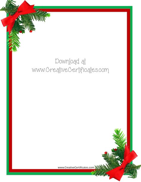 Free Christmas Clipart Borders Printable Template