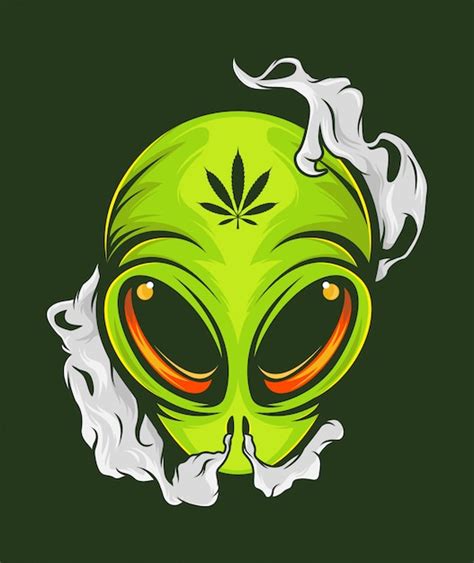 Smoking Alien Illustration Premium Vector