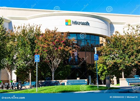 Microsoft Sign And Logo On The Facade Editorial Photography Image Of