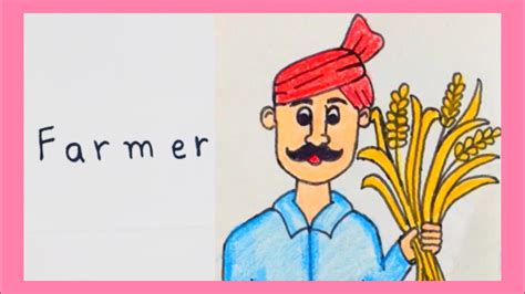 How To Draw Farmer From Word Farmerfarmer Drawing Step By Step Youtube