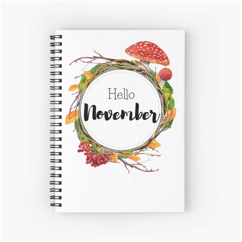 Hello November Monthly Cover For Planners Bullet Journals Spiral