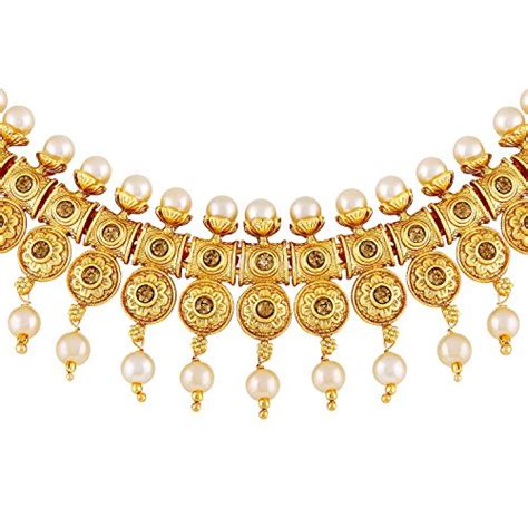 buy asmitta traditional flower design gold plated choker style necklace