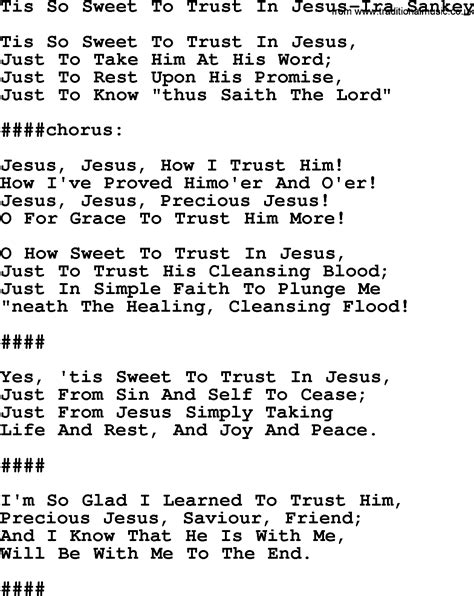 Tis So Sweet To Trust In Jesus Ira Sankeytxt By Ira Sankey Christian