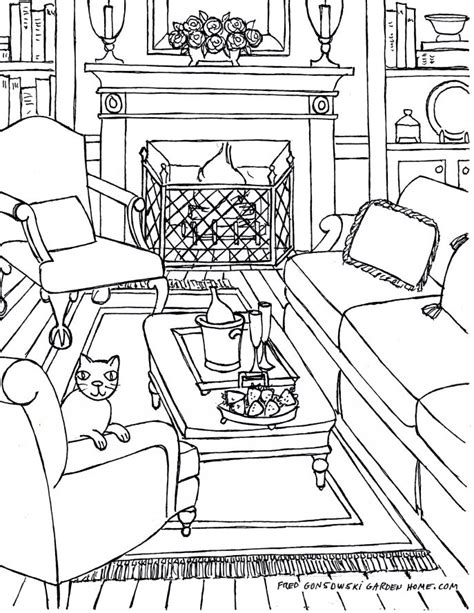 House Interior Coloring Pages At Free Printable