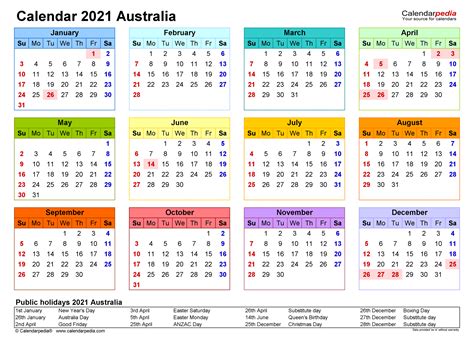 Australia Calendar 2021 Free Printable Pdf Templates Calendar
