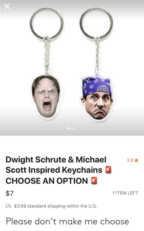Dwight Schrute And Michael Scott Inspired Keychains Choose An Option 7