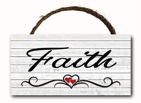 Faith Script Word Hanging Wood Plaque Wall Sign Rustic Country Home