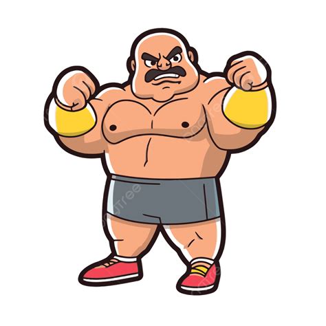 Cartoon Wrestler With Flexing Shoulders Vector Clipart Wrestler