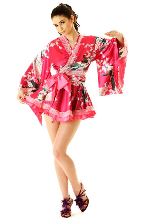 Hot Pink Kimono Mini Dress Short Yukata And Kimono Neve Bianca