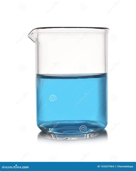 Beaker With Color Liquid Isolated On White Chemistry Stock Photo