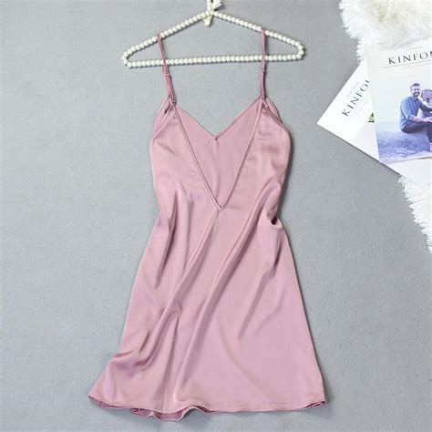 Lisacmvpnel Deep V Ice Silk Nightgown Sexy Reveal Back Sleepwear 220211 From Xing07 1097