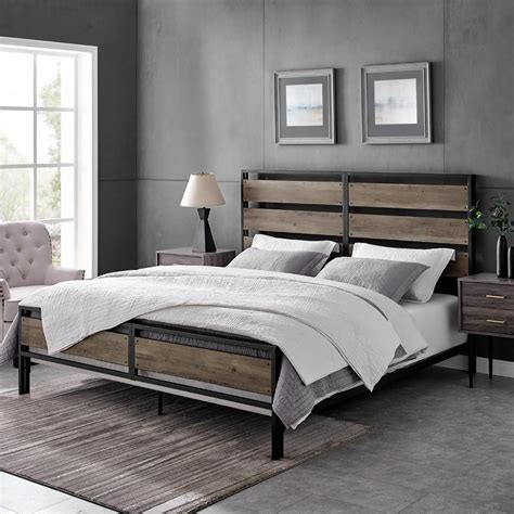 Part of the washed bedding range, it is available in various tonal colours, great for mixing and matching for a beautiful layered look. Welwick Designs Grey Wash King Size Industrial Slat Bed ...