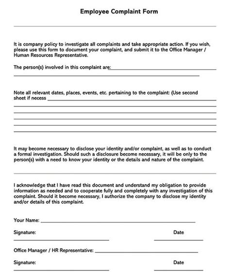 downloadable printable employee complaint form printable forms free online