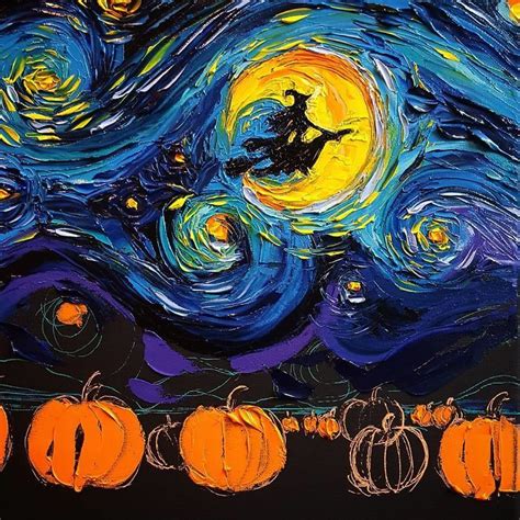 Artist Decides To Starry Night Art Halloween Painting Night Art