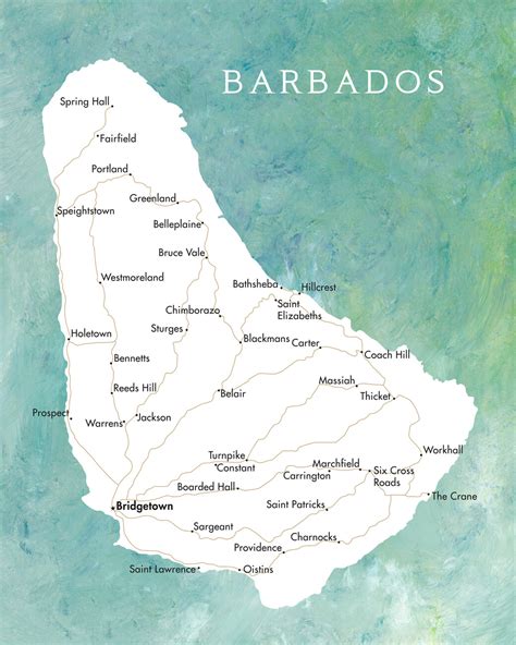 Carte de Map of Barbados in aquamarine ǀ Toutes les cartes et