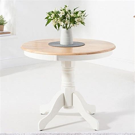 Chartin Round 90cm Wooden Dining Table In Oak And White Fif