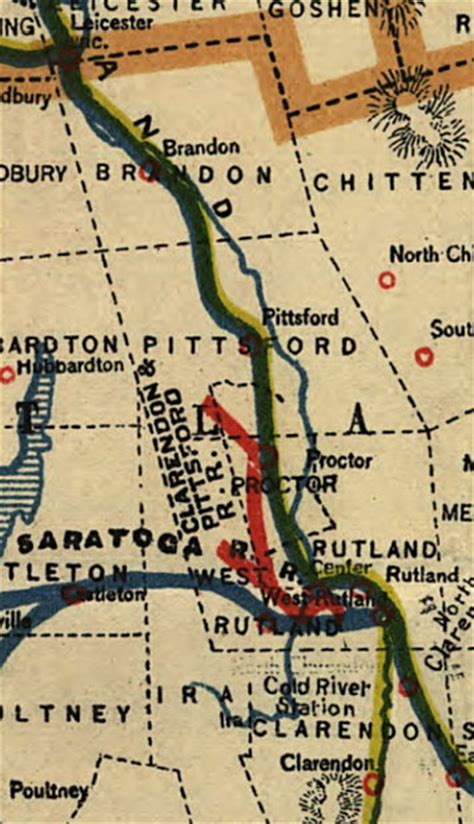 Coffins Railroad Map Of Vermont 1896