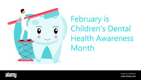Childrens Dental Health Awareness Month In February Concept Vector