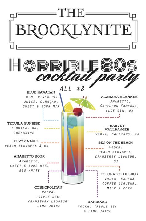 80s Themed Cocktail Party At Brooklynite Sept 25