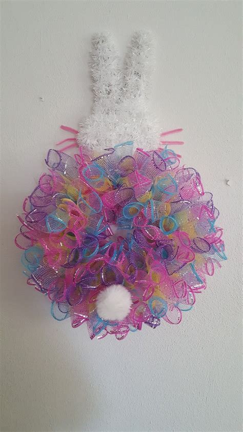 Easter Bunny Mesh Wreath Made From Dollar Tree Bunny Form How To