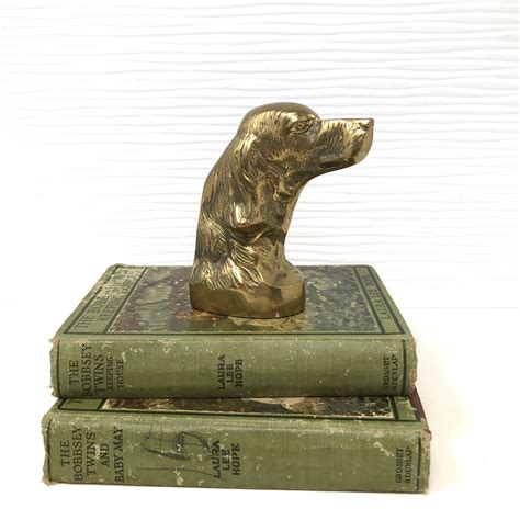 Old Dog Bookend Dog Head Bookend Gold Figurine One Brass Dog Etsy