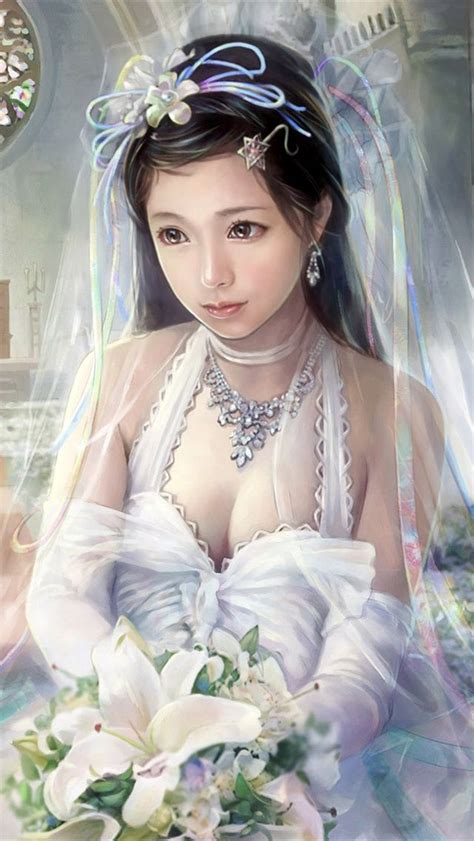 white wedding dress fantasy girl iphone wallpaper 640x1136 iphone 5 5s 5c wallpaper