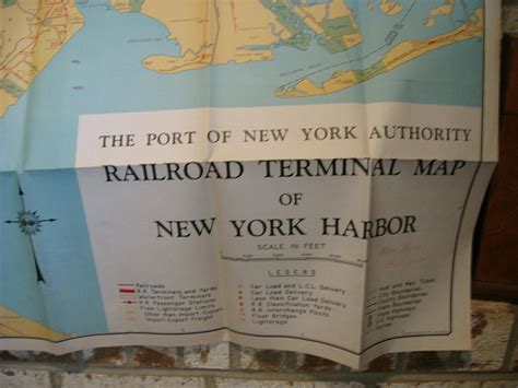 Railroad Terminal Map Of New York Harbor Port Of New York 1935 Huge